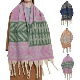 Scarves Elegant Indie Folk Wrap Tassel Women's Thickened Windproof Scarf Shawl Fashion Winter Furry Knitted Scarfs