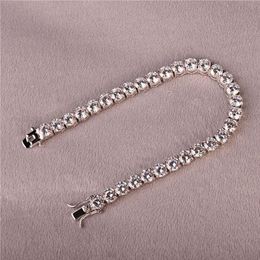 3mm 4mm Mens Double A Cubic Zirconia Tennis Bracelet Chain Hip Hop Jewellery Iced Out Finish 1 Row Sliver Gold CZ Bracelet Link290W