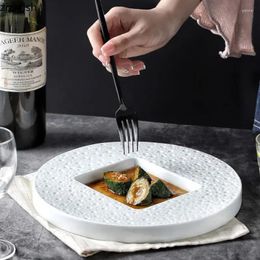 Plates Ceramic Dinner Plate Creative Stone Pattern Dessert Dish Salad Thick Soup Pasta Restaurant Tableware