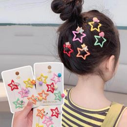 Hair Accessories 5pcs/set Cute Colourful Star Waterdrop Shape Clips For Girls Children Lovely Decorate Hairpins Kids