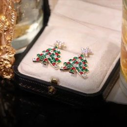 Stud Earrings Coloured Christmas Tree Tassel Female Sweet Hollow Out Long Decorations Stars 2024