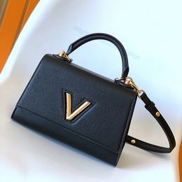 9A PM Crossbody Shoulder Bag Handbag Women Top Handle Evening Twist Lock Premium Leather Small Flap Square Bag Fashionable and Convenient 25cm L171