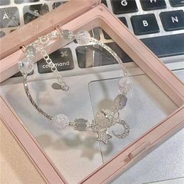 Bangle INS With Fashion Simple Sweet Ladies Opal Moonstone Crystal Star Moon Beads Pendant Bracelet Birthday Jewelry Gift