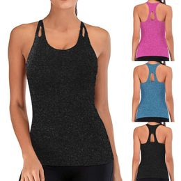 Women's Tanks Fitness Tank Tops Backless Sleeveless Vest Activewear Gym Workout Breathable Solid Color Hollow
