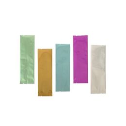 100Pcs Strip Open Top Aluminium Foil Bags Tear Notch Packing Bags Vacuum Heat Seal Mylar Flat Storage Bag Sugar Powder Packaging Wnbre Uvpig