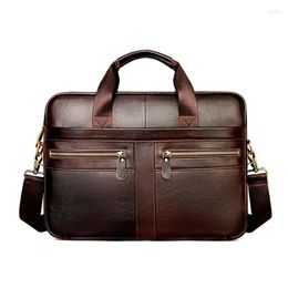 Briefcases Men's Briefcase Updated Design Genuine Leather Handbag Male Cowhide Shoulder Messenger Man Business Travel Laptop Bag