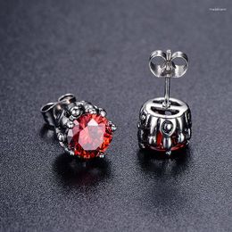 Stud Earrings Punk Silver Plated CZ Crystal Earring Fashion Men Women Anti Allergy Titanium Steel Trend Party Jewellery