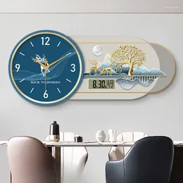 Wall Clocks Nordic Perpetual Calendar Electronic Clock Living Room Dining Decorative Painting With Hanging