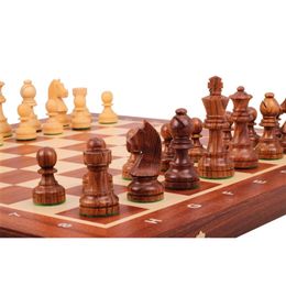Luxury Wooden Chess Set 48 48cm King Height 90mm Pieces Floding Chessboard Staunton German Riders Game 231227