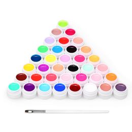 36 Colour Nail Polish Gel Nail Art Pigment Set UV Gel Builder Polish Solid Glue Extension Gel With a Nail Brush Gel Enamel Kit 231227