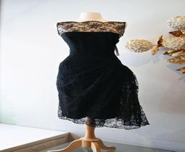 Vintage Cocktail Dresses 1950s Black Lace Prom Dress Sheer Bau Neck Length Evening Gowns New Christmas Party Dresses Real Image6278952