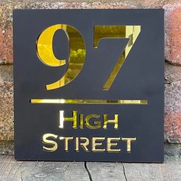 Personalised Outdoor House Number Plate Matt Black Acrylic Modern House Number Home Number Sign Laser Cut 3d Custom Door Plate 231226