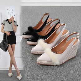 Sandals Summer Wedge Heel Women Thick Sole Woven Shoes For Comfortable Wide And Dressy