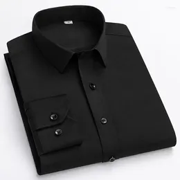 Men's Dress Shirts Autumn Men Shirt Thin Full Slim Fit Formal Long-sleeve Solid Color Black-white-Pink-Blue Elastic Banquet Office Tops Soft