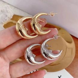 5Pairs Minimalist Gold Silver Colour Elegant Half Moon Earrings Charms Fashion Women Wedding Gift Stud Earring 231227