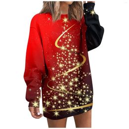 Casual Dresses Women's Dress Spring Christmas Print Round Neck Mini Fashion Street Outdoor Daily Long Sleeve Loose Autumn