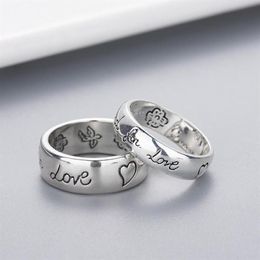 band ring Women Girl Flower Bird Pattern Ring with Stamp Blind for Love Letter men Ring Gift for Love Couple Jewelry w294263B