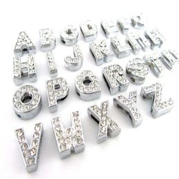 CHEAP 260Pcs Lot DIY Slide Letters With Rhinestone Charms For 10mm 8MM Pet Dog Collars 278O