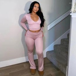 Women's Two Piece Pants Sexy Crop Tops Pant Set 2023 Women Winter Tracksuits Elegant Luxury Outfits Club Wear 2 Sets