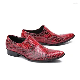 Dress Shoes Men's Red Wedding Fashion Pointed-toe For Men Genuine Leather Falt Paisley Oxford Size 38-46