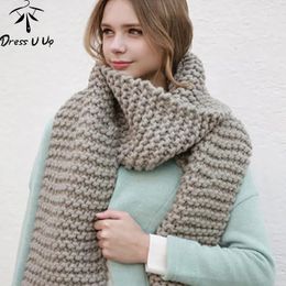 Scarves Scarves Dress U Up Solid Colour Thick Wool Scarf Female Autumn and Winter Thick Knit Scarf Women Handmade Scarves 230905