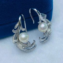 Stud Earrings ED0029 Lefei Fashion Luxury Simple Strong Lustre 7-8mm Freshwater Pearl Elegant Feather Women S925 Silver Charm Jewellery