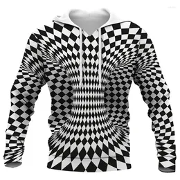 Men's Hoodies Autumn Men Hoodie Black And White Vertigo Hypnotic 3D Print Harajuku Illusion Art Unisex Sweatshirt Hooded Tops Drop