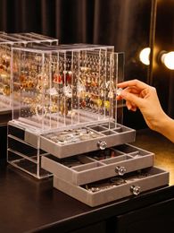 Luxury Jewelry Boxes Organizer Hanging Earrings Rack Transparent Acrylic Display Case Necklace Stray Kids Storage Box 3 Layers 231227
