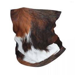 Berets Scottish Highland Cow Cowhide Texture Bandana Neck Gaiter For Hiking Camping Wrap Scarf Animal Hide Leather Balaclava Warmer