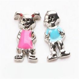 Whole 40PCS lot Lovely Boy Girl DIY Alloy Floating Locket Charms Fit For Glass Living Magnetic Locket Fashion Jewelrys269o