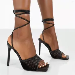 Sandals Sexy High Fashion Thin Color Roman Ladies Strap Heel Mesh Solid Women's Heels Women Shoes Open Toe