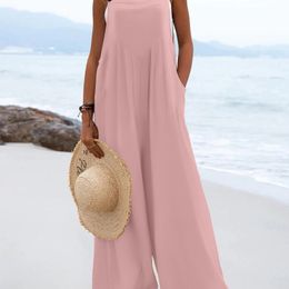 Spring/Summer New Ethnic Style Fashionable Solid Color Wide Leg jumpsuit Quick Sales Tongfa European and American Women's Cross 231227