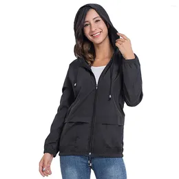 Women's Jackets Women Lightweight Hooded Waterproof Raincoat Windbreaker Outdoor Rainy Jacket Coat XRQ88