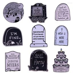 Brooches Tombstone Collection Enamel Pin Gothic Humour Horror Halloween Accessories276A