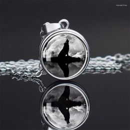 Pendant Necklaces Spherical Necklace Glass Raised Button Decoration Different Wolf Pictures Trendy Fashion Accessories Gifts