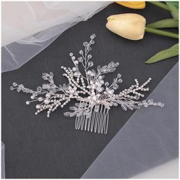 Headpieces Crystal Bride Wedding Hair Comb Exquisite Jewelry Pearls Pieces For Pography Halloween Role-Playing