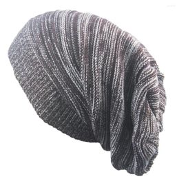 Berets Women's Winter Hat 2023 Fashion Knitted Hats Baggy Oversized Slouch Striped Hip Hop Caps Mens Casual Beanie Cap