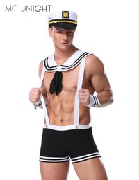 Costume MOONIGHT New Men Sexy Sailor Costume Hot Erotic Sexy Slim Fit Seaman Uniform Carnival Festival Halloween Male Costumes