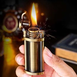 New Metal Outdoor Portable Kerosene Lighter Creative Retro Grinding Wheel Open Fire Windproof Lighter Smoking Gift Tool