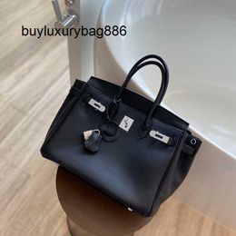 Genuine Leather Handbag 10a High Grade Black Bag Silver Buckle Leather Large Capacity Handbag Head Leather Women's Soft Bag