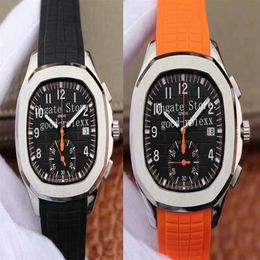 40 2MM Men's Chronograph Watch Men Automatic Cal CH28-520 Movement Watches Date Valjoux 5968 Eta Orange Rubber Strap Wristwat302p