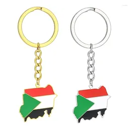 Keychains Trendy Sudan Map Keychain Steel Jewellery Gold Silver Keyring Key Pendants Gift For Women Men Handbag Charm 13MC