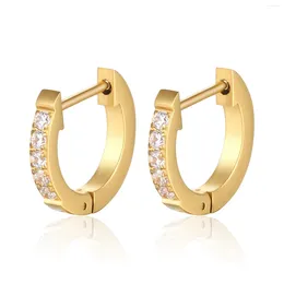 Hoop Earrings Stainless Steel Diamond Ear Buckle Plated 18k Fashion Women's Fine Jewellery Small Style