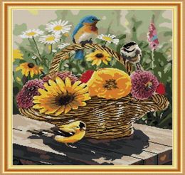 Bird and flower basket home cross stitch kit Handmade Cross Stitch Embroidery Needlework kits counted print on canvas DMC 14CT 16259953