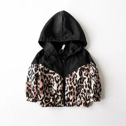 Pudcoco US Stock 1 7 Anos Crianças Meninos Menina Casaco Leopardo Patchwork Jaqueta Manga Longa Zíper Com Capuz Tops 231227