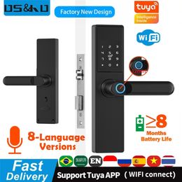 Diosso Biometric Electronic Door Lock Digital Black Smart Tuya App Remote Unlocking Keyless Fingerprint RH05 231226