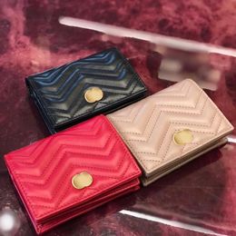 Wallets Marmont With box key wallet 466492 Card Holder Genuine Leather Luxury key pouch wristlets Coin Purses Women's mens Designer gift W