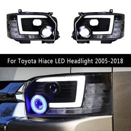 For Toyota Hiace LED Headlight 05-18 Car Accessories Auto Part DRL Daytime Running Light Dynamic Streamer Turn Signal Indicator Front Lamp