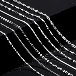 Chains 2PCS/lot 925 Sterling Silver Box Link Chain For Women Wedding Bridal Jewellery Accessories