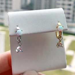 Hoop Earrings 925 Sterling Silver Trendy Mini Hoops 5A CZ Paved White Fire Opal Stone Multi Piercing Women Girl Fine Jewellery